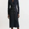 Figure Form Bandage Blazer Style Knit Midi Dress