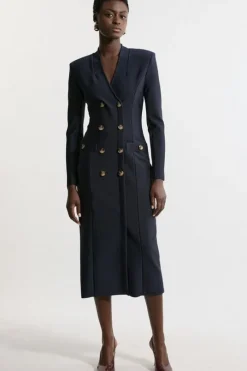 Figure Form Bandage Blazer Style Knit Midi Dress