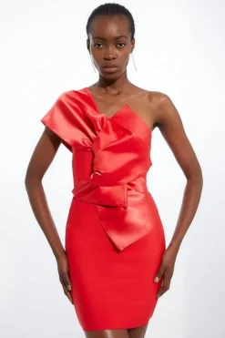 Figure Form Bandage Dramatic Bow Detail Mini Dress