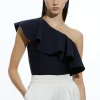 Figure Form Bandage Drama Frill Knit Top