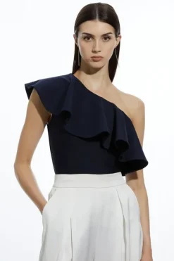 Figure Form Bandage Drama Frill Knit Top