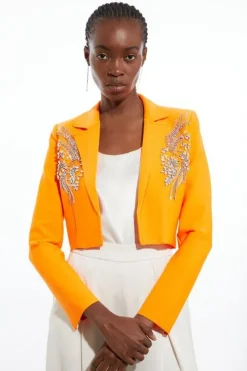 Figure Form Bandage Embellished Cropped Jacket