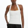 Figure Form Bandage Halter Square Neck Top