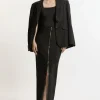 Figure Form Bandage Knit High Waisted Zip Detail Midaxi Skirt