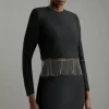 Figure Form Bandage Knit Scallop Tassel Skirt Co-Ord