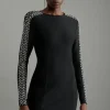 Figure Form Bandage Knit Embellished Mini Dress
