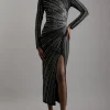 Figure Form Bandage Knit Embellished Maxi Dress