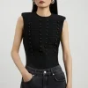 Figure Form Bandage Military Detail Knit Top