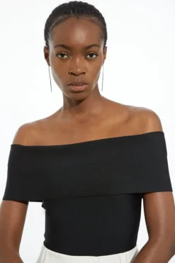 Figure Form Bandage Off The Shoulder Knit Top