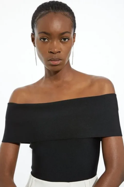 Figure Form Bandage Off The Shoulder Knit Top
