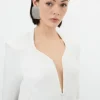 Figure Form Bandage Plunge Knit Top