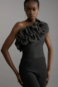 Figure Form Bandage Silk Look Knit Bodysuit