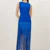 Figure Form Bandage Tassel Hem Dress