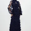 Floral Applique Woven Maxi Dress