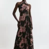 Floral Belted Pleated Midi Woven Dress