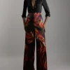 Floral Heavy Satin Woven Pants