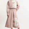 Floral Jacquard Viscose Blend Milano Knit Midi Skirt Co-Ord