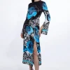Floral Print Satin Crepe Woven Maxi Dress
