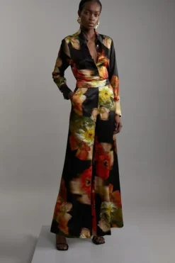 Floral Satin Woven Pants