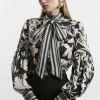 Floral Tie Neck Woven Blouse