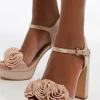 Flower Corsage Detail Platform Heel