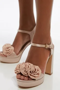 Flower Corsage Detail Platform Heel