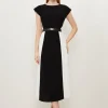 Fluid Tailored Contrast Pleated Panel Skirt Midi Dress