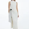 Fluid Tailored Waist Tie Midi Pencil Dress