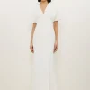 Fluid Tailored Waterfall Sleeve Maxi Dress