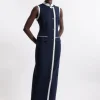 Formal Tailored Compact Stretch Sleeveless Fitted Maxi Dress