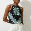 Geo Printed Morocain Woven Top