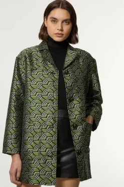 Geometric Jacquard Twill Tailored Jacket