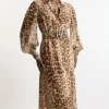 Georgette Belted Leopard Woven Shirt Dress