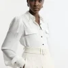 Georgette Crepe Collared Woven Shirt