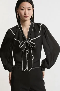 Georgette Draped Front Woven Blouse