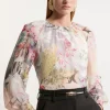 Georgette Floral Balloon Sleeve Woven Blouse