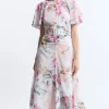 Georgette Floral Belted Woven Midi Dress