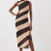 Graphic Mesh High Neck Midi Dress