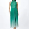 Guipure Lace Ombre Woven Halter Maxi Dress