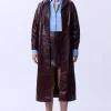 High Shine Leather Clean Trench Coat
