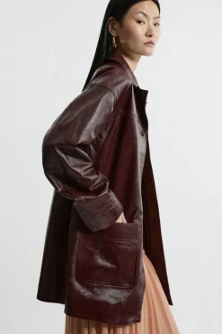 High Shine Leather Skirt Co-ord