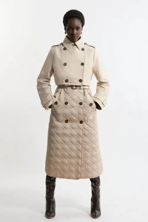 Hybrid Quilted Belted Trench Coat