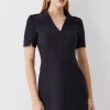 Italian Compact Scuba Jersey Seamed A Line Mini Dress