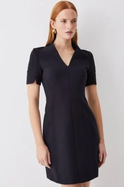 Italian Compact Scuba Jersey Seamed A Line Mini Dress