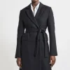 Italian Manteco Wool Blend Tailored Belted Midi Coat