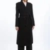 Italian Manteco Wool Blend Wrap Belted Tailored Midi Coat