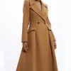 Italian Manteco Wool Blend Tailored Flared Skirt Midaxi Coat