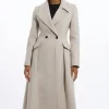 Italian Manteco Wool Blend Tailored Flared Skirt Midaxi Coat