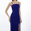 Italian Structured Stretch Corset Seamed Bandeau Midi Tailored Dress