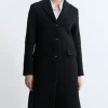 Italian Wool Blend Single Breasted Tailored Midi Coat